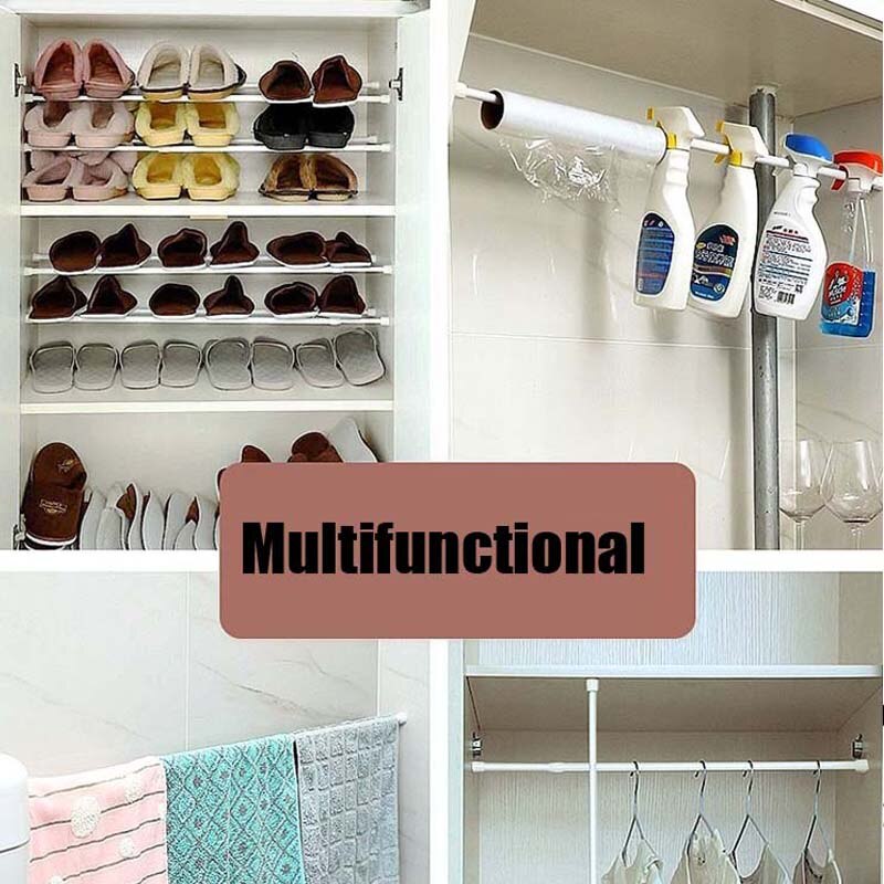 1.3Cm Geen Ponsen Rvs Telescopische Staaf Badkamer Toliet Handdoek Kleerhanger Thuis Slaapkamer Venster Kast Kledingkast Staaf