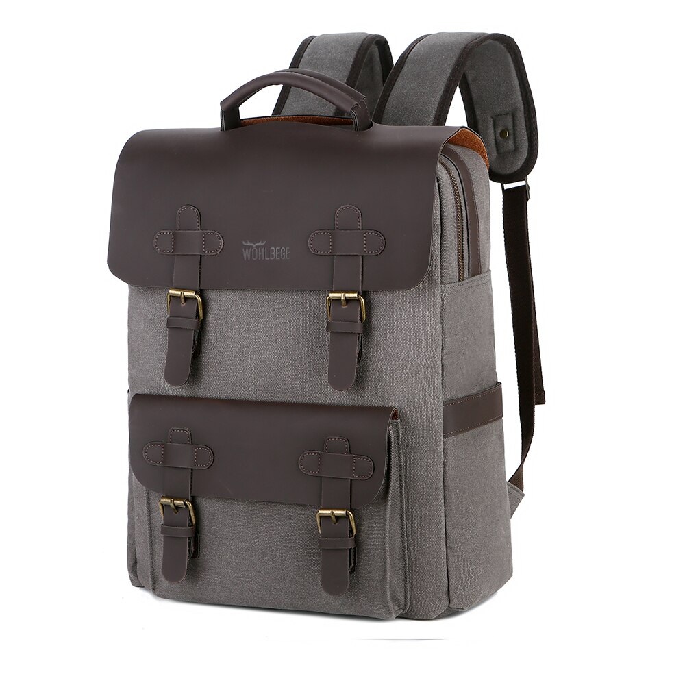 Heren Rugzak Vintage Canvas Rugzak Schooltas Mannen Reistassen Grote Capaciteit Rugzak Laptop Tas: Gray