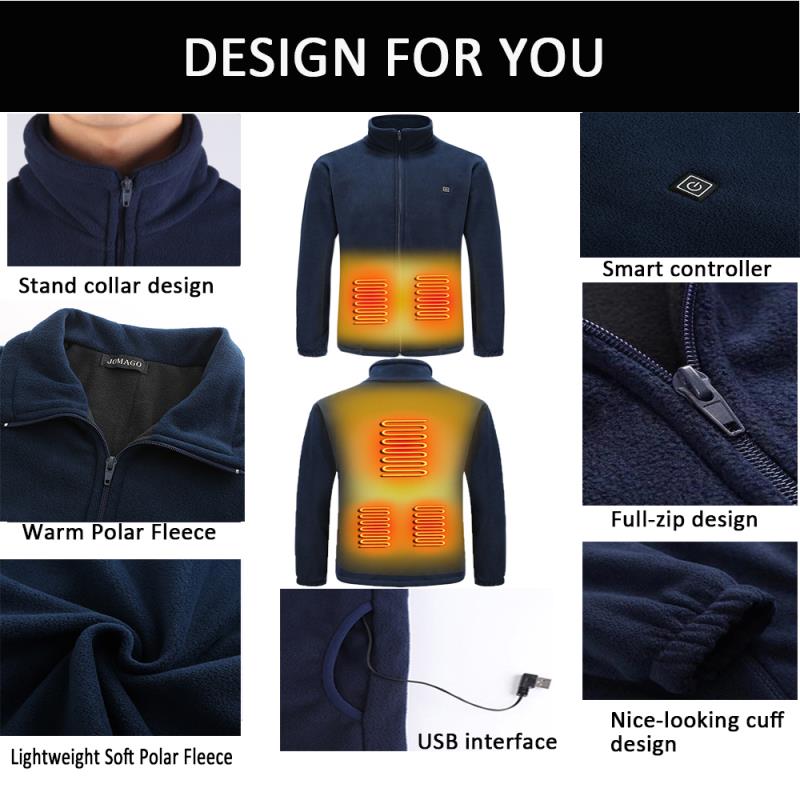 Cocwish Heated Warm Down Jacket Washable USB Charging Heated Clothing Graphene Heating Coat Jacket