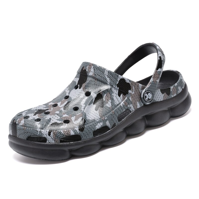 SHEN CE Men Summer Jelly Sandals Lightweight Massage Camouflage Flip Flops Beach Croc Shoes Gladiator Garden Clogs Rubber Bottom: Gray / 8.5