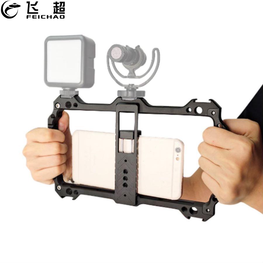 Video Camera Kooi Handheld Stabilisator Film Maken Rig Voor 4.4-7Inch Smartphone Case Mobiele Telefoon Houder Handgreep beugel Houder