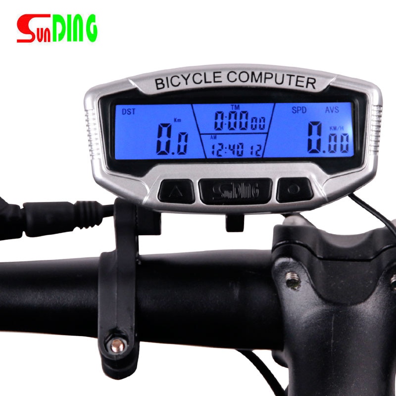 Fiets Snelheidsmeter Wired Computer Stopwach Kilometerteller Lcd-scherm Blauwe Achtergrondverlichting Auto Clear Sunding SD-558A