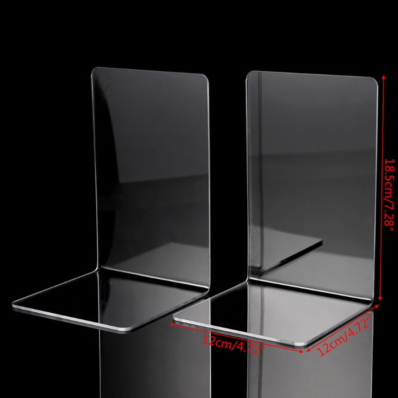 2 Stuks Clear Acryl Boekensteunen L-Vormige Desk Organizer Desktop Boek Houder School Stationery Office Supplies