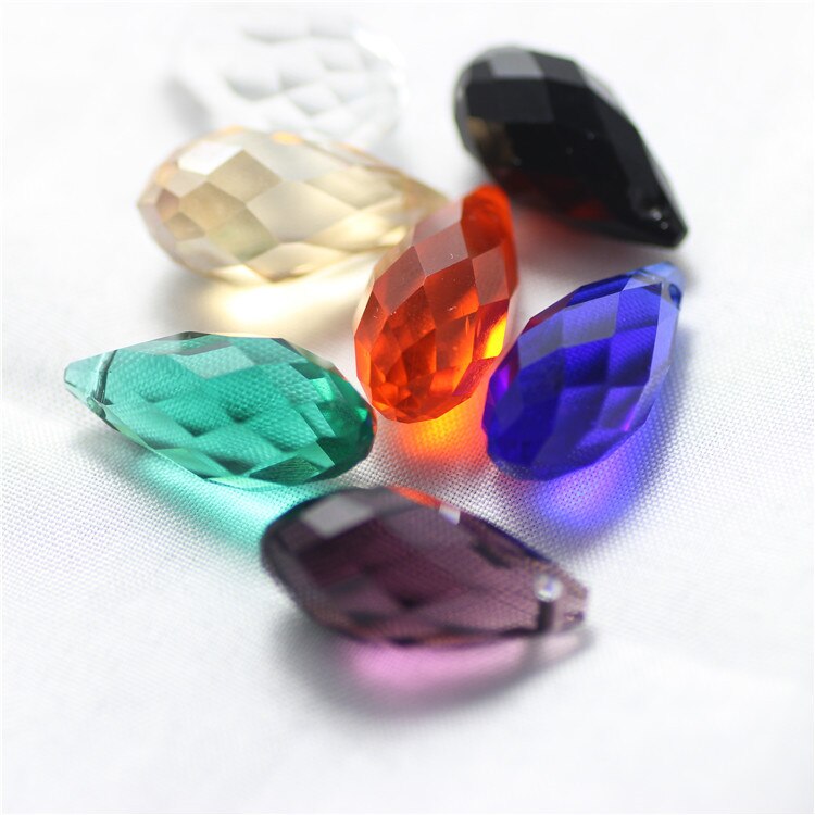 5pcs 12x25mm Charms Crystal Teardrop Bead Faceted Glass Beads Jewelry Womens Accessories Necklace Earring Pendants: MULTI