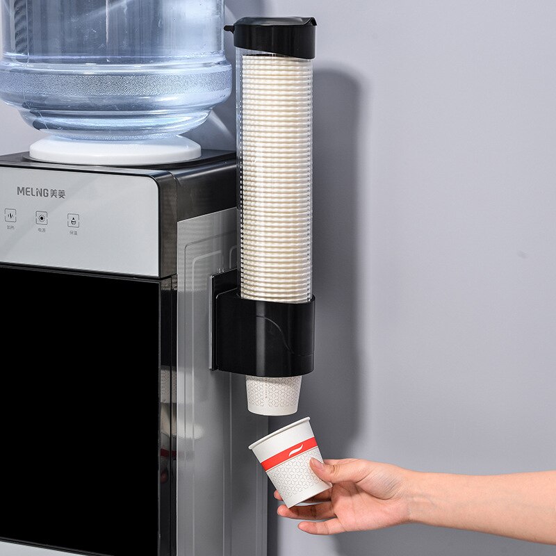Disposable Paper Cups Dispenser Plastic Cup Holder for Water Dispenser Wall Mounted Automatic Cup Storage Rack