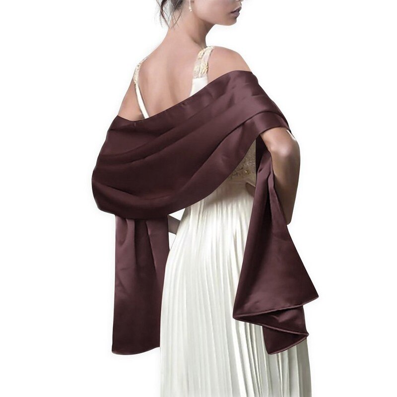 Élégante écharpe de mariage en Satin enveloppes de mariée 200*45 cm longueur châle de fête de mariage printemps nouveauté: Marron