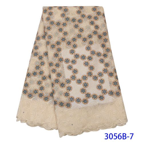 Telas de encaje de gasa suiza en suiza, telas de encaje de algodón suizo africano para mujer, tela de encaje nigeriano para vestido KS3056B: Picture 7