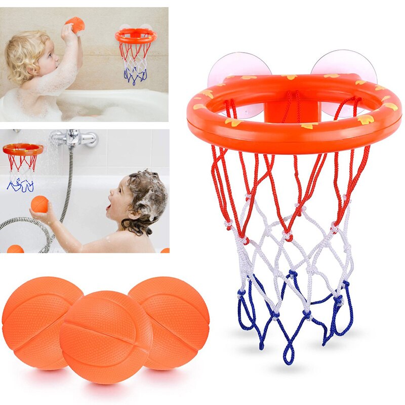 Toddler bath toy, children's shooting basket bathtub water play set for baby girls and boys with 3 mini plastic basketballs, fun shower