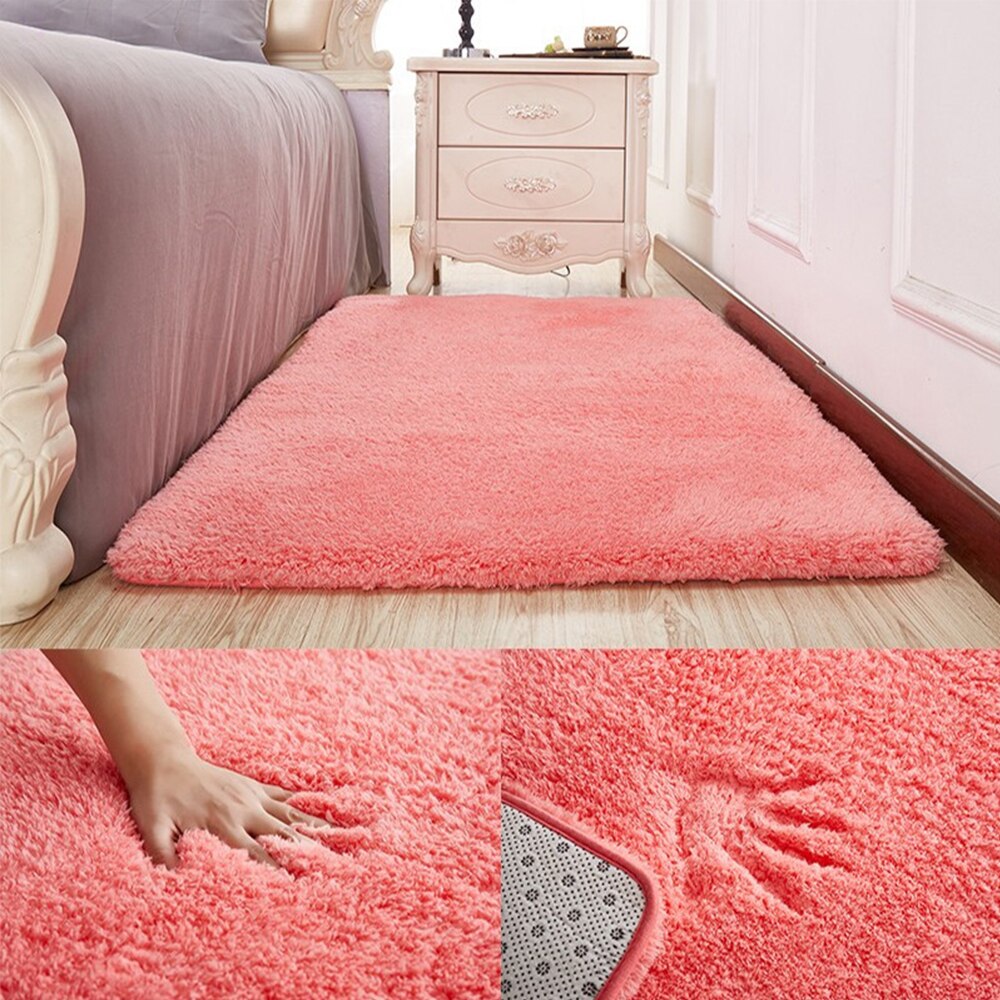 Tie Verven Pluche Zachte Tapijten Shaggy Anti-slip Absorptie Warm Vloermatten Interieur Tapijt Tapete voor Slaapkamer Woonkamer kamer Keuken: pink / 50x80mm