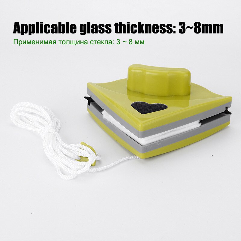 Limpador de vidro lateral dobro para lavar janelas fora da escova de limpeza magnética ímãs ferramenta de limpeza doméstica: green