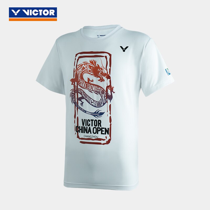 Victor badminton dragt kinesisk åben mindesmærke t-shirtmen og kvinders t -05010: L / Hvid