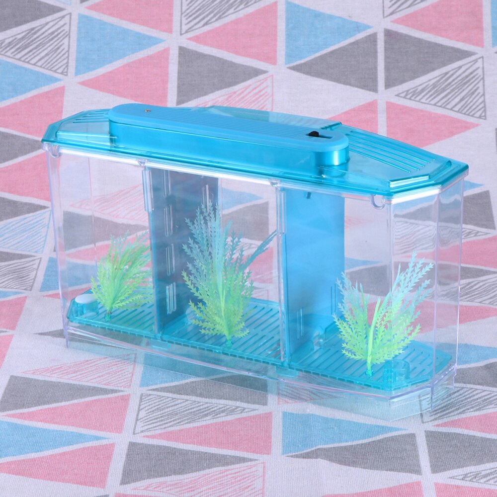 Mini Fish Tank Self-Cleaning Desktop Mini Ecological Goldfish Tank Square Hatching Seedlings Aquariums for Home Shop (Purple)