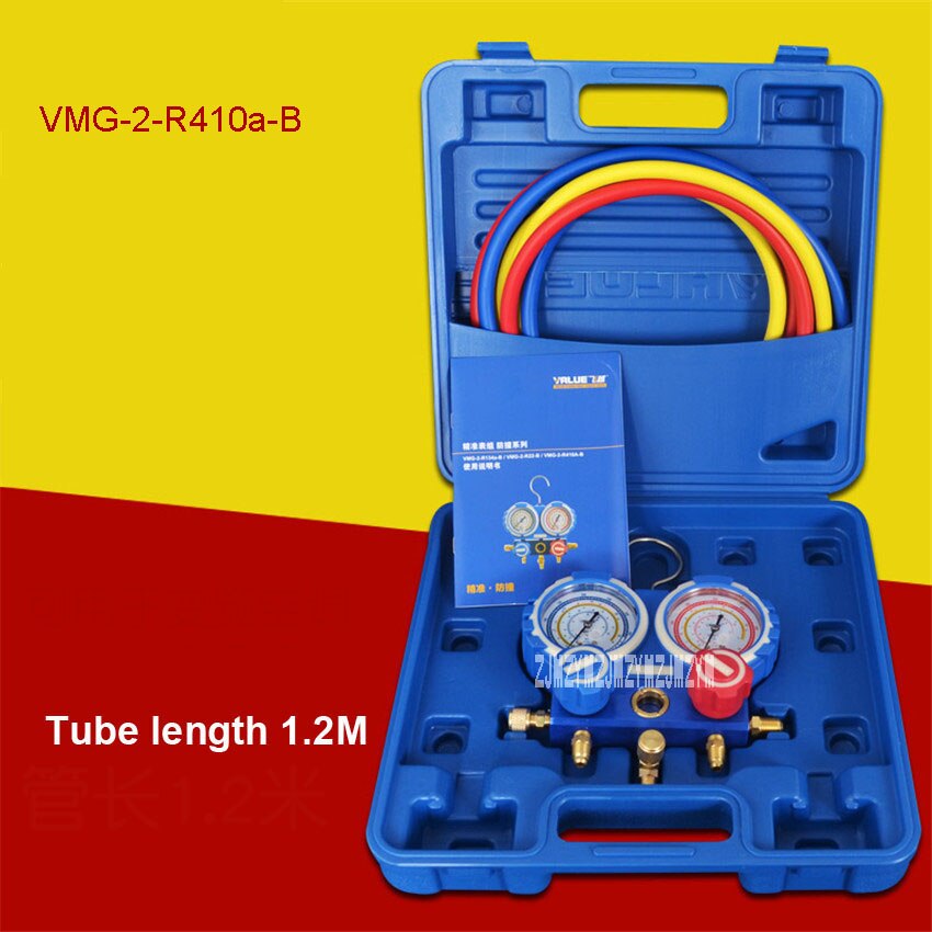 2x Aire acondicionado con manómetro de alta y baja presión R410A R134A R22 Kit de manómetro de alta y baja presión de refrigerante ,Medidor automático
