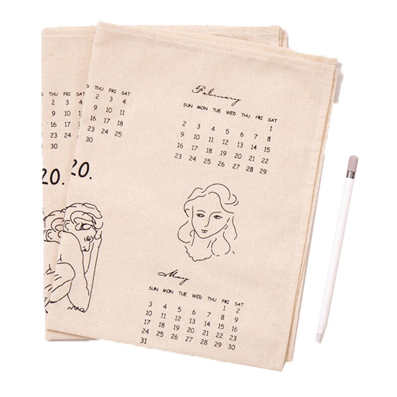 Big Size or Calendar Fabric Printed Wall Calendar Yearly Diary Study Planner Advent Calendar Cloth Wall Hanging Decor
