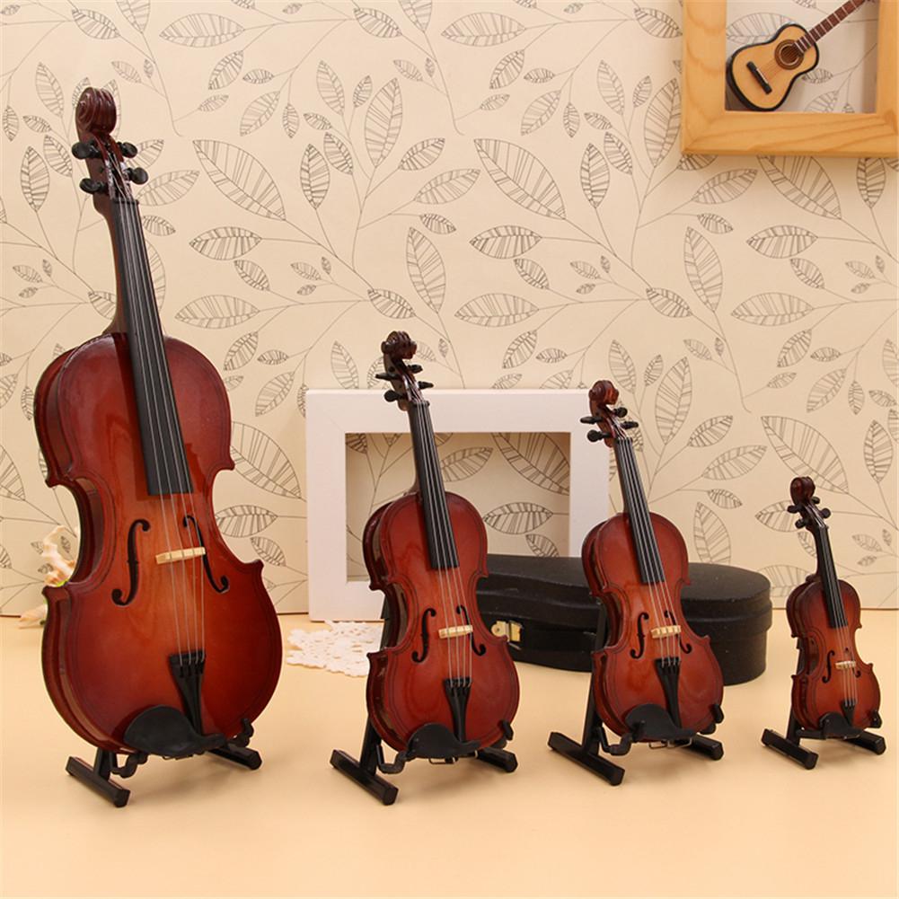 Mini violin model miniature klassisk violin replika dekoration display mini musikinstrument ornamenter med stativ kasse