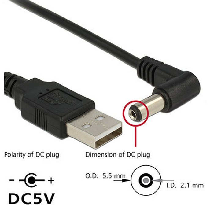 Cablecc 100cm USB 2,0 Typ A Stecker auf Rechts Abgewinkelt 90 Grad 5,5x2,1mm DC 5V Energie Stecker Fass Verbinder Aufladen Kabel