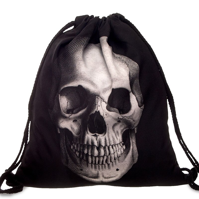 Impression 3D sac à cordon voyage toile dessiner chaîne sac crâne pieuvre motif Harajuku gothique sac à dos cartable