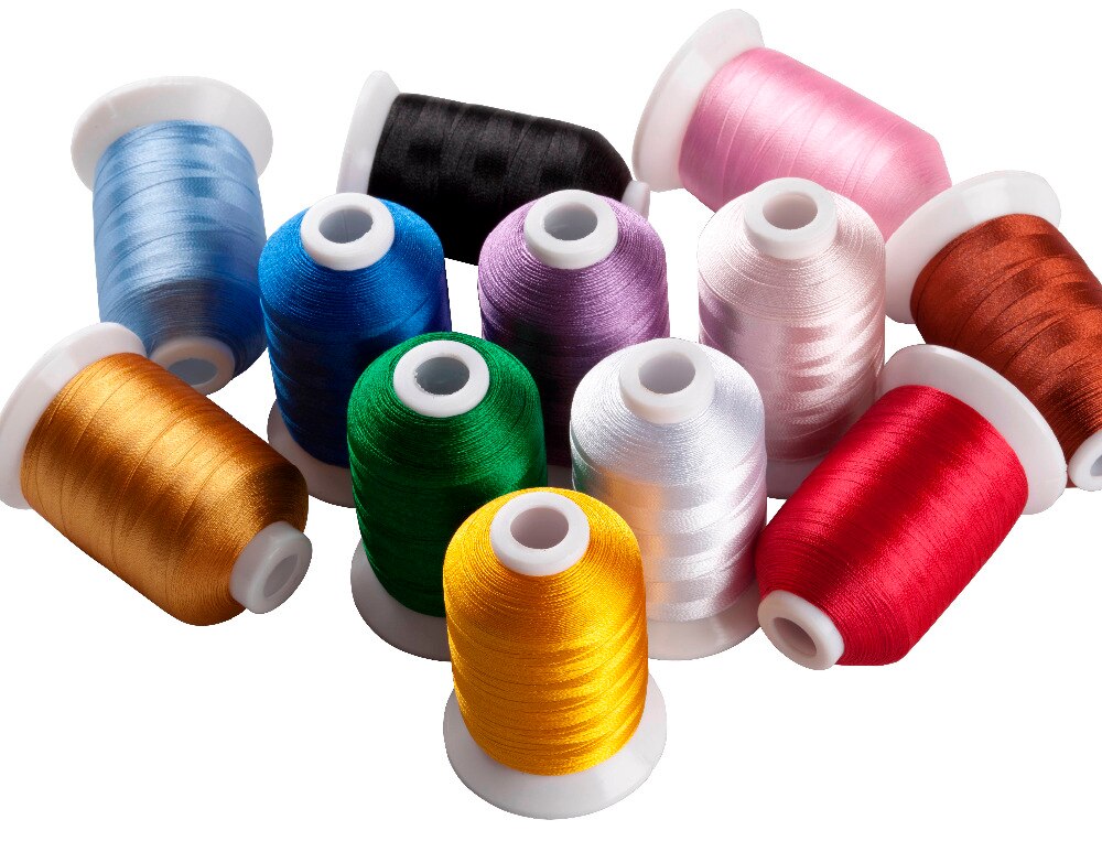 Simthread 12 Basic Colors/Kit Polyester Embroidery Thread for Brother / Babylock / Janome / Singer / Pfaff Embroidery Machine