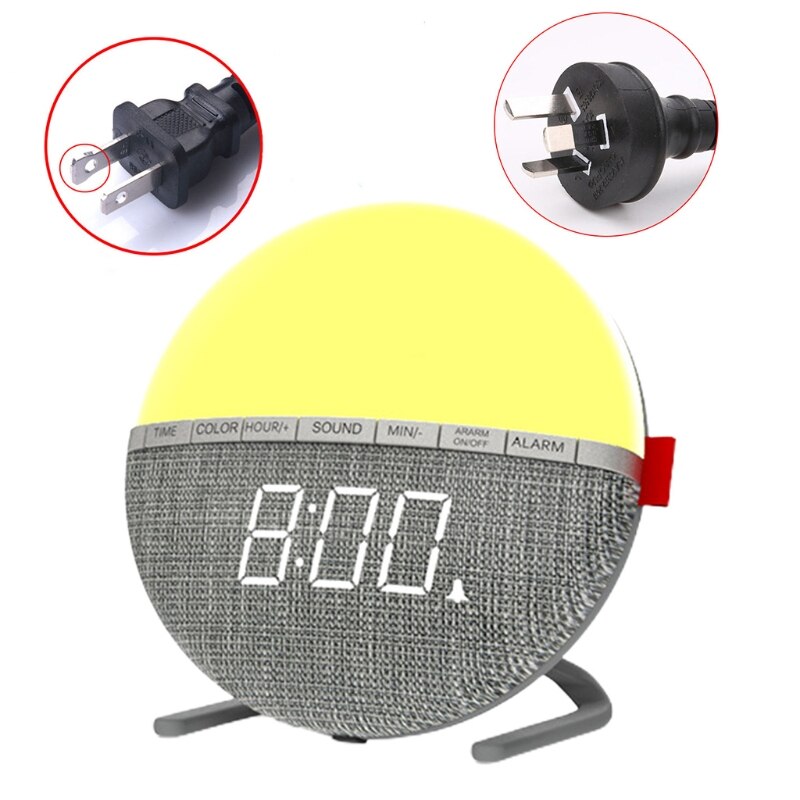 Wecklicht, nachtlicht-wecker, schlafmusik-wecker, farbwechselnder nachtlicht-wecker, digitaler stoffwecker  t21a