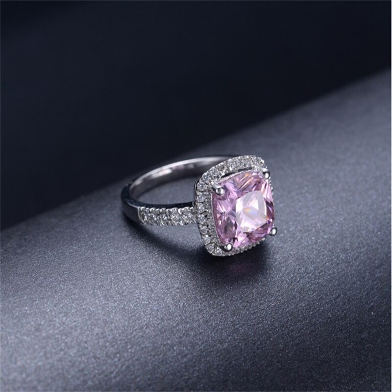 CC Ringe Für Frauen 925 Silber Farbe Rosa CZ Stein Engagement Ring Braut Hochzeit Schmuck Anel Bijoux Femme CC596