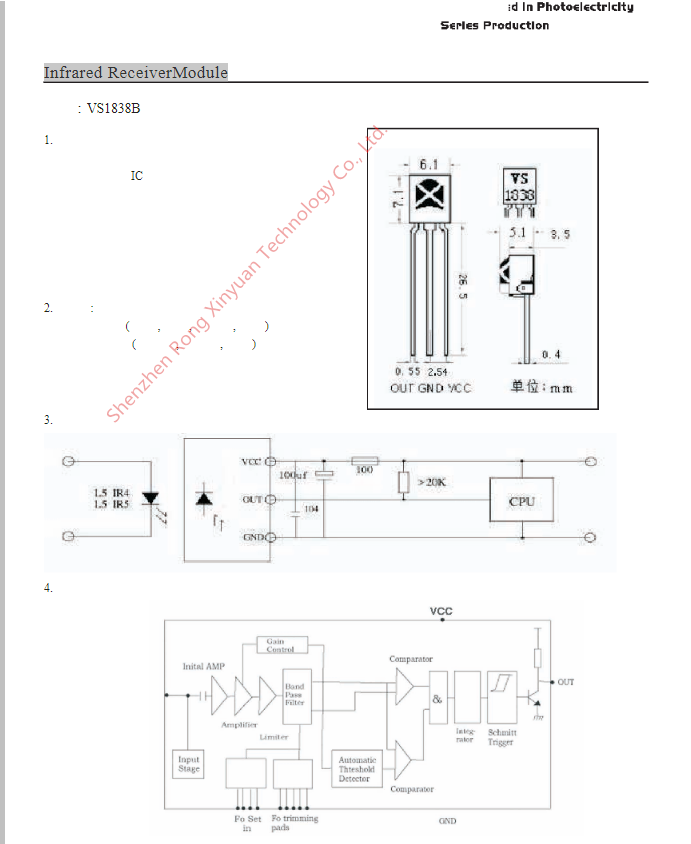 100% original VS1838BAHA VS1838B VS1838 1838B VS 1838B DIP-3 TL1838 1838 38Khz Infrared ReceiverModule