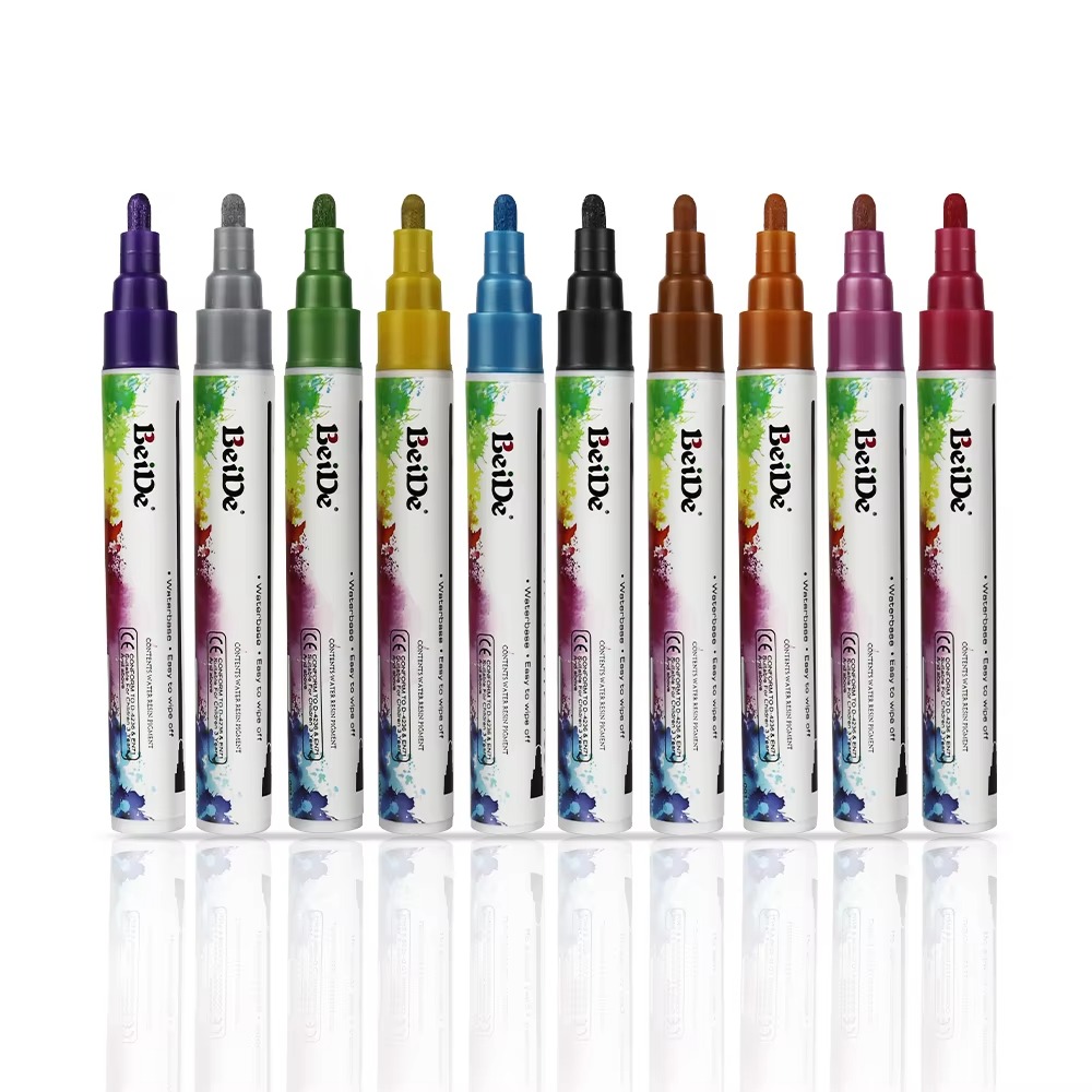 Metallic Kleur Vloeibaar Krijt Marker Set Nat/Droog Wissen Krijt Venster Marker Pennen voor Steen Papier Metalen Kunst schilderen: Default Title