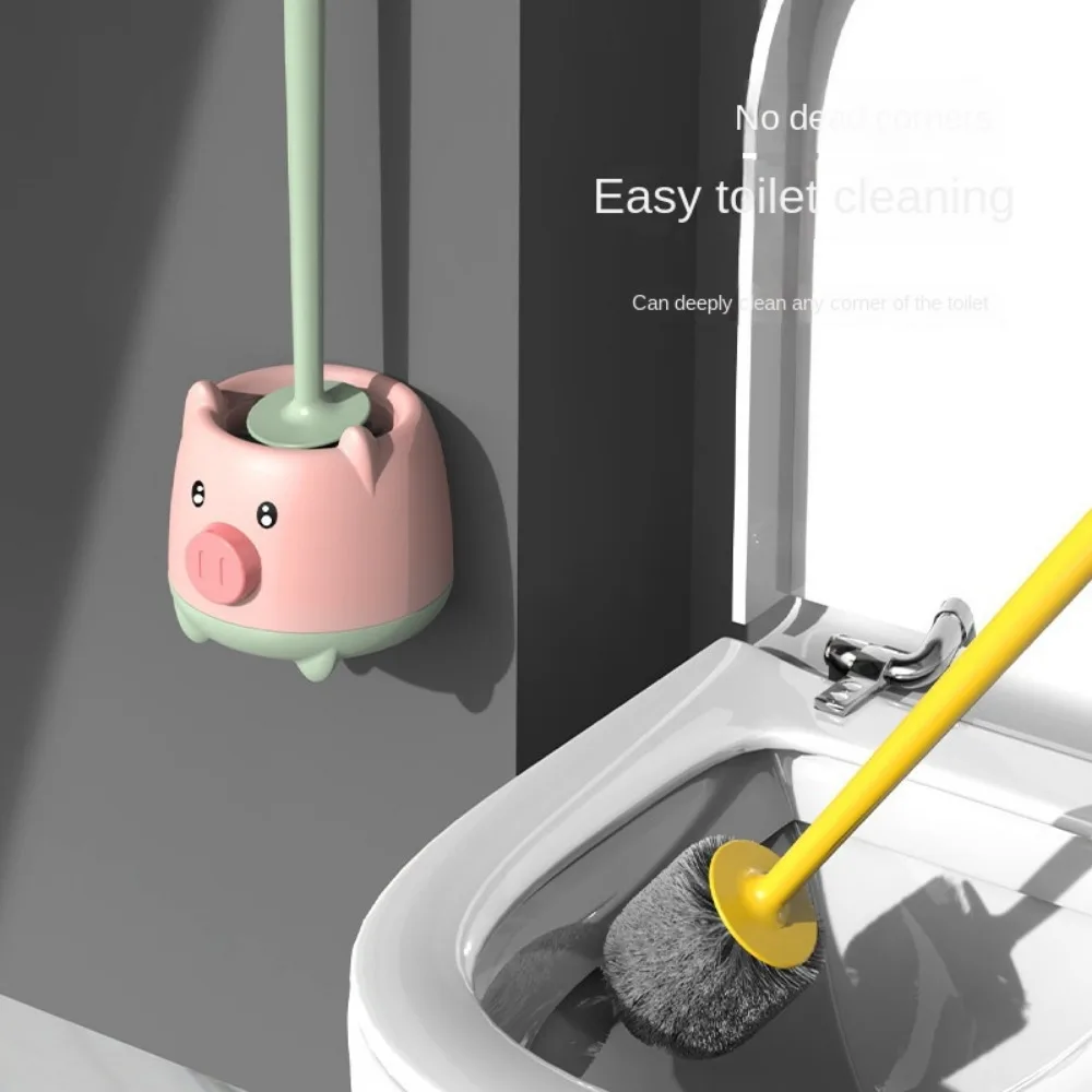 Escobilla de baño original para el hogar, cepillo de baño de plástico de sensación de alta gama, baño Simple montado en la pared, No requiere perforación
