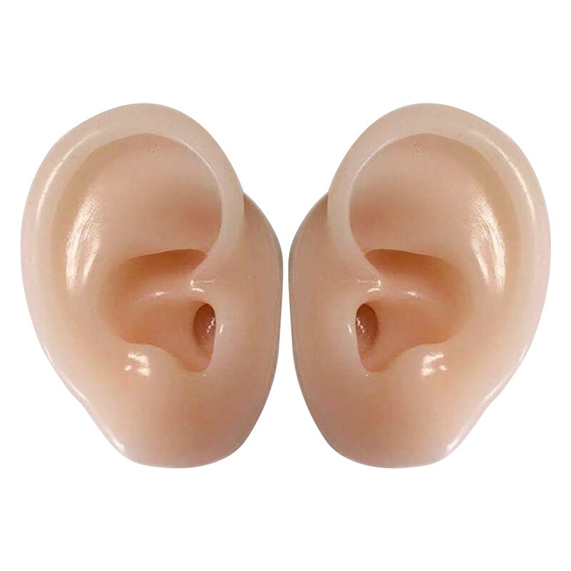 1Pair Silicone Ear Model Flexible Ears Simulated Ear Figure Left/Right Ears for Piercing Practice Jewelry Window Display: color