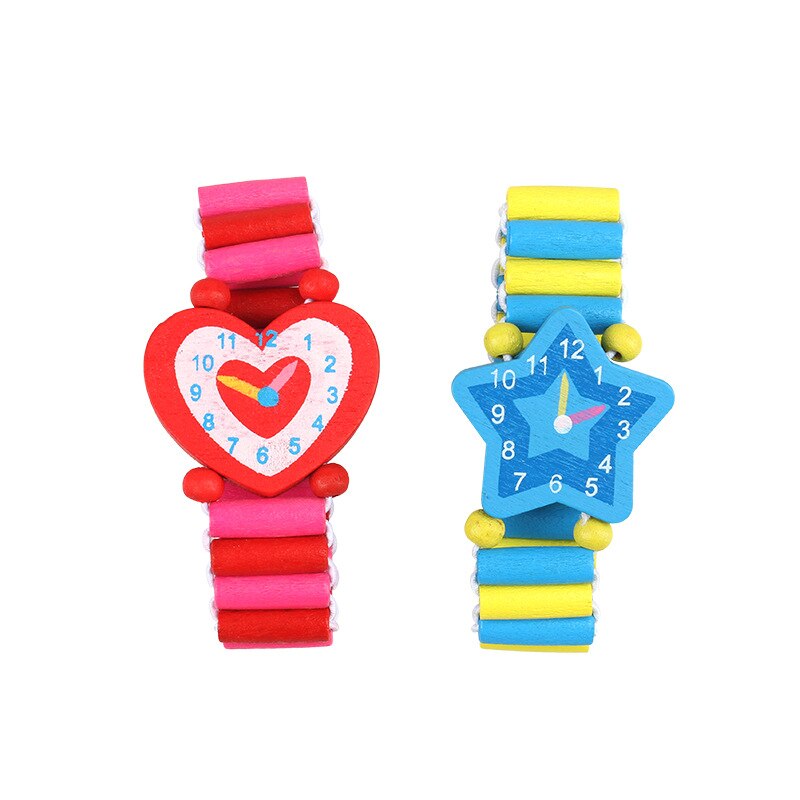 3 Stks/partij Houten Horloges Mooie Cartoon Ambachten Armband Horloges Handwerk Speelgoed Voor Kinderen Leren & Onderwijs Party Gunsten
