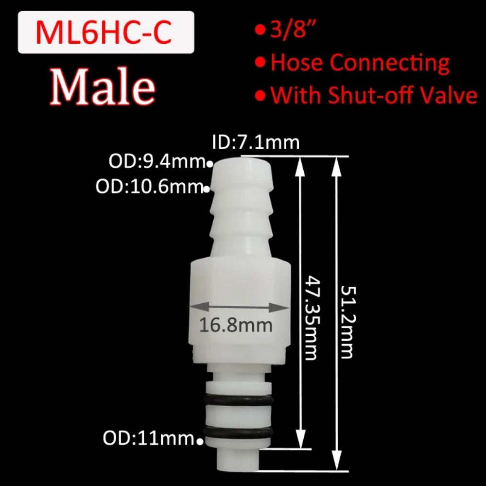 1Pcs Tube Connector Hose Joint Disconnect Fitting Coupling Male Female Quick Coupler 5/16 3/8 L-Series Hose Barb Valved: Silver