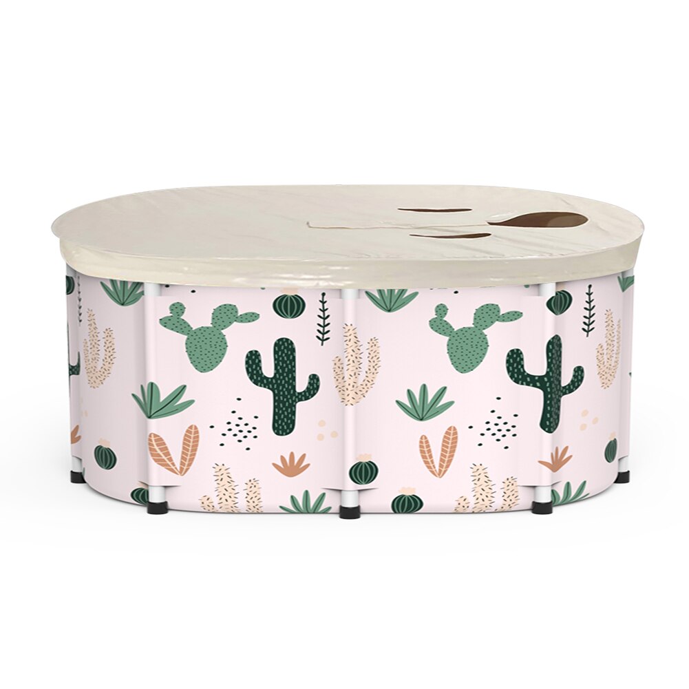 6/8PCS Portable Adults Bathtub Set Non-Inflatable Folding Bath Barrel SPA Folding Bath Tub For Adults Children Swimming Pool: cactus