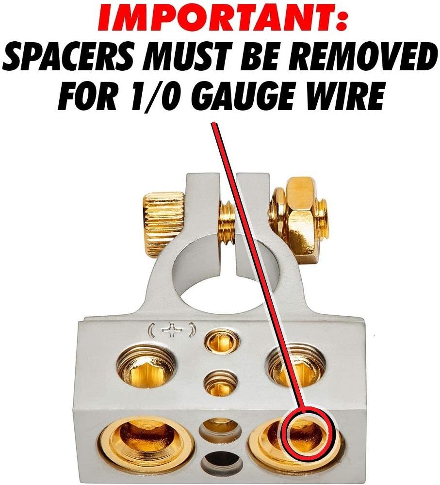 InstallGear 0/4/8/10 Gauge Battery Terminals with Shims Positive and Negative AMP Car Battery Terminal