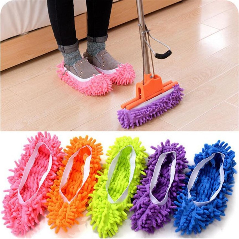 1 Paar Mop Slipper Floor Polijsten Cover Cleaner lui Afstoffen Cleaning Foot Schoenen dragen mop huishoudelijke cleaner willekeurige kleur
