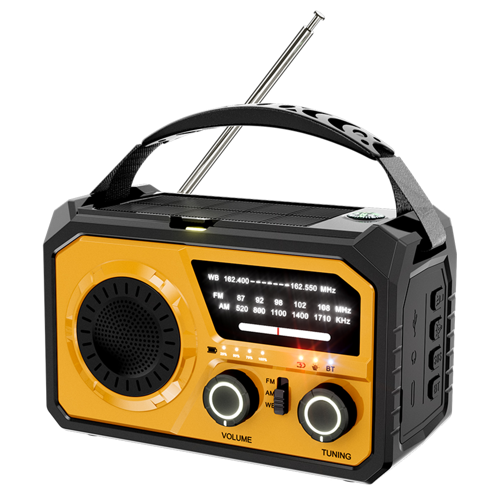 Nødradio er/fm/noaa værradio 12000 mah solcelledrevet håndsveivgenerator bærbar radio med lommelykt powerbank sos-alarm: Oransje