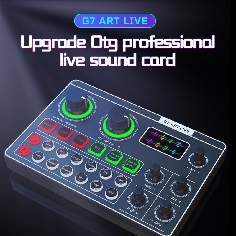 Microphone Mixer Webcast Sound Card For Phone PC Computer -G7 External Sound Card USB Headset T84D