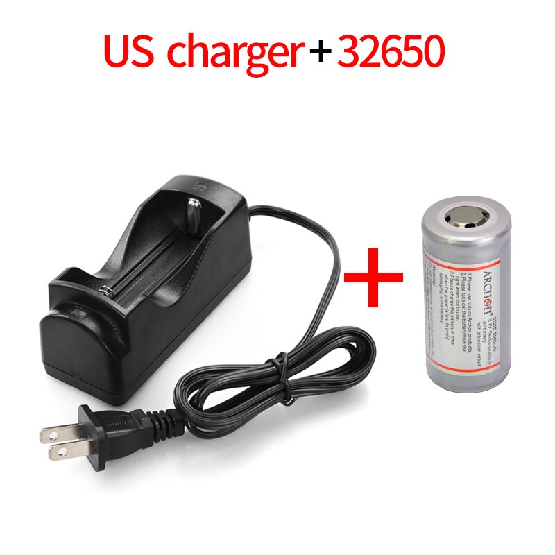 ARCHON original 5500mAh 3.7v 32650 lithium battery Rechargeable battery EU US plug 32650 battery charger genuine torch battery: US charge 32650