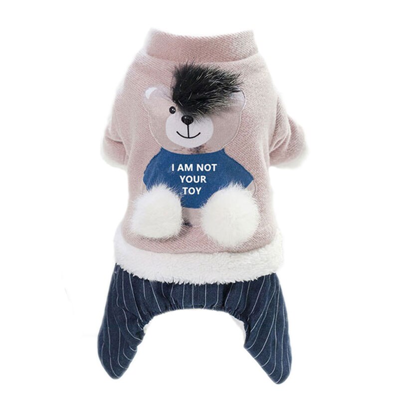 Mono para perros y mascotas, pijama de perrito, mono cálido de invierno con forro polar acolchado, ropa bonita de oso para perros pequeños, medianos y grandes: Pink dog overall / XXL