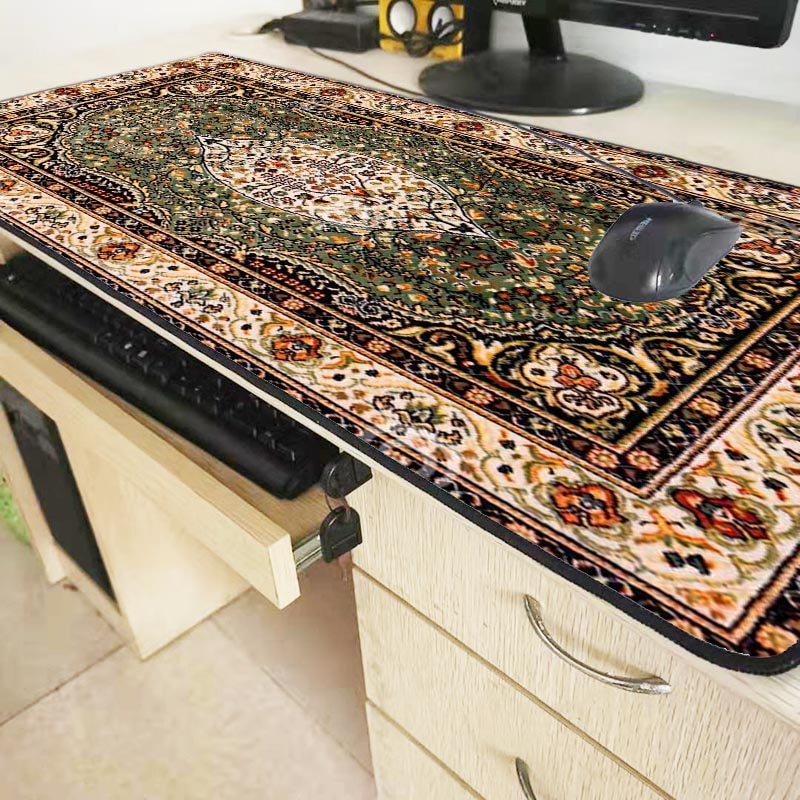 XGZ Anti-slip Retro Style Persian Carpet Locking Edge Mousepad Keyboard Home Large Mouse Pad Office Table Decor Craft Muismat