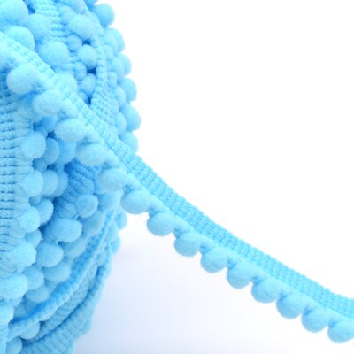 5yd/lot 10mm breedte kleurrijke kleine PP bal kant lint kwastje trim naaien materiaal accessoires voor woondecoratie: blue 108