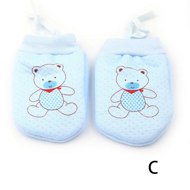 Baby Drawstring Cotton Gloves Winter 12 Months Newborn Anti-scratch Soft Face Warm Rope Thicken Gloves Adjustable Infant G7W8: C
