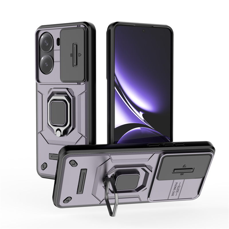 For Xiaomi Poco X7 Pro 5G Case Slide Lens Armor Phone Case for Poko Poxo Pocco Little X 7 Pro X7Pro Magnetic Ring Holder Cover: Violet