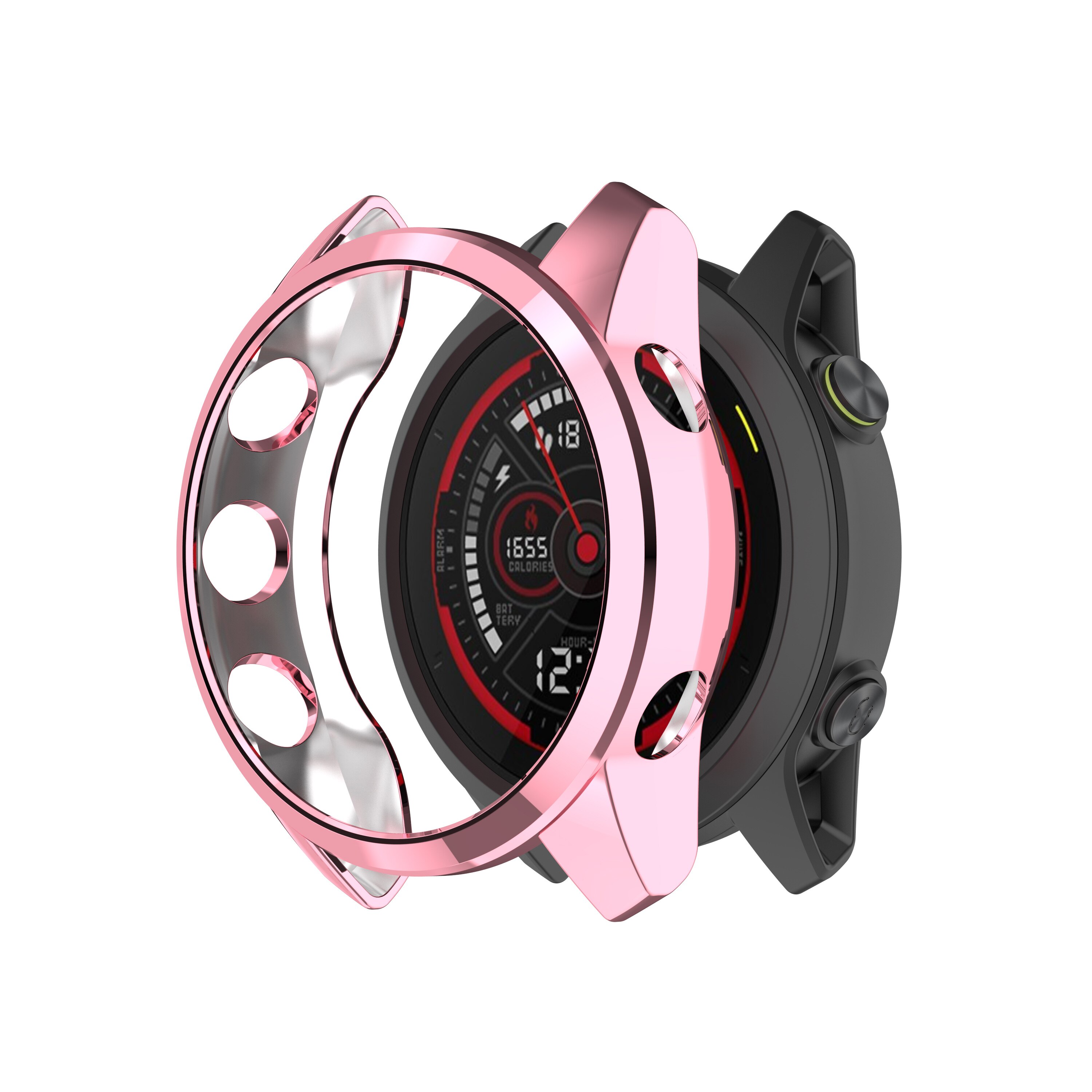 Plating cover case For Garmin Forerunner 745 smart watch accessories anti shock plating shell protective case For forerunner 745: Pink