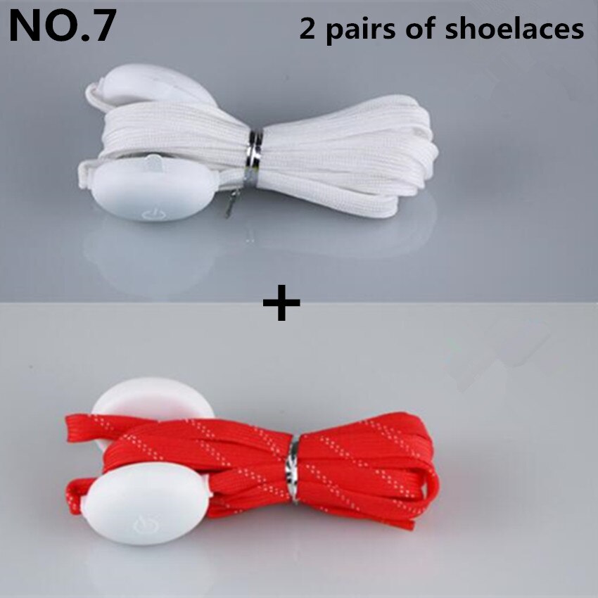 1/2/Pairs Shine Led 8 Kleur Veranderen Schoenveter Club Party Lichtgevende Glow Light Up Nylon Band Led sport Veters Party Decor: white red laces