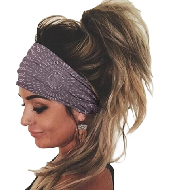 Pañuelo para correr al aire libre, cinta ancha para el pelo deportiva elástica para mujer, cinta para el pelo informal para Fitness, accesorios de ropa, diadema de ocio: Dark Gray C