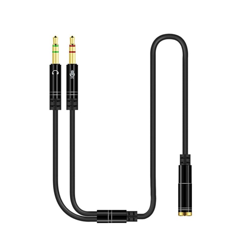 AUX 3.5mm o Mic Splitter Cable Female to 2 Male Headphone Microphone Adapter