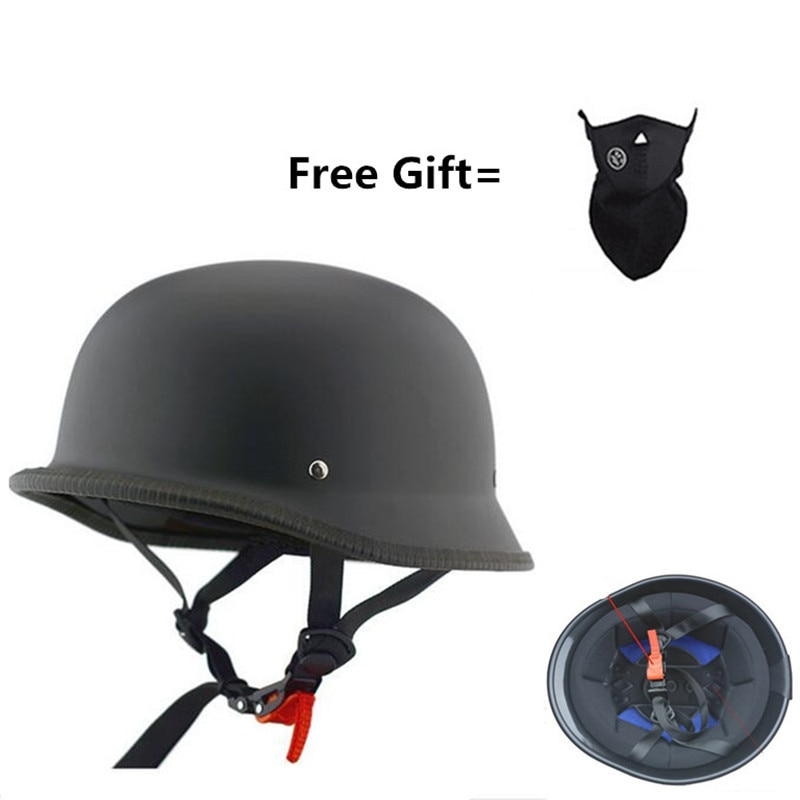 Unisex Retro Half Motorcycle Helmets Matte Black German Half Face Helmet Chopper Cruiser Biker M/l/xl Casque Moto