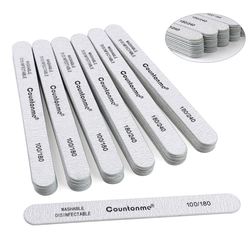50Pcs/100Pcs Straight Wood Nail Files Double Sided Thick Stick 100/180/240 Sandpaper Grinding Buffer Nail Accessoires Salon Tool