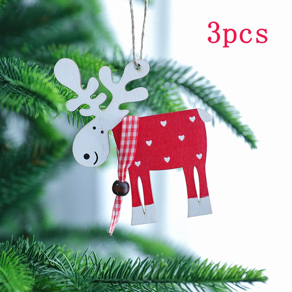 3pc Kerst Houten Elanden Kleine Hanger Kerstboom Opknoping Ornamenten Kerstversiering Voor Thuis Opknoping Hanger