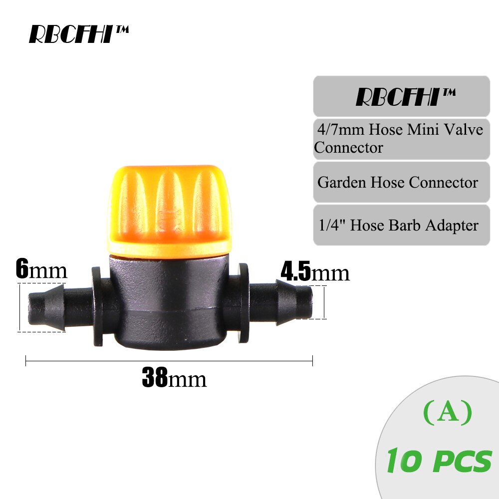 Rbcfhi puutarhahana 1/4 " 3/8 " 1/2 " 3/4 " 5/8 " kasteluvesiventtiili miniventtiili 2- tie letku vesisulkuliittimet piippusovitin: A  x10 kpl