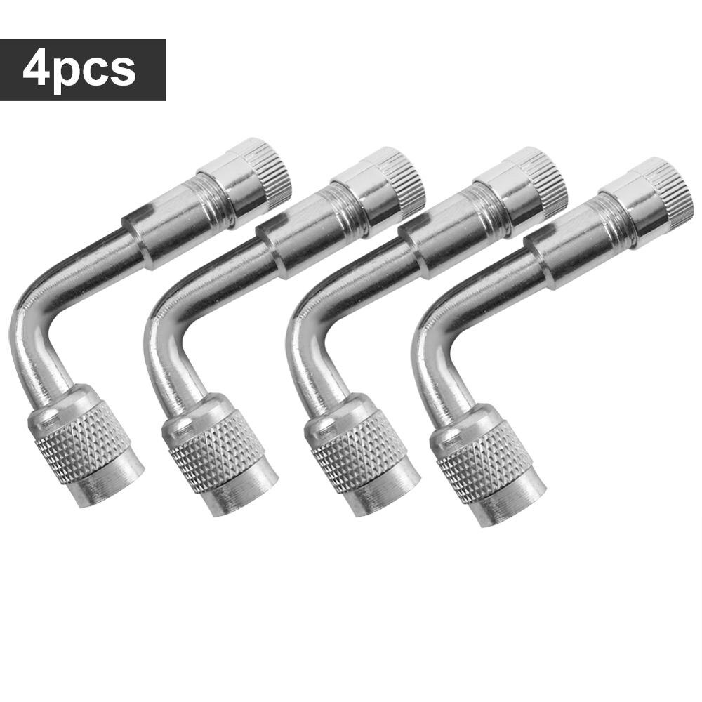 4pcs Motorcycle 90 Degree Angle Bent Valve Adapter Tyre Tube Copper Silver Valve Extension Adapter for Truck Car Moto Bike